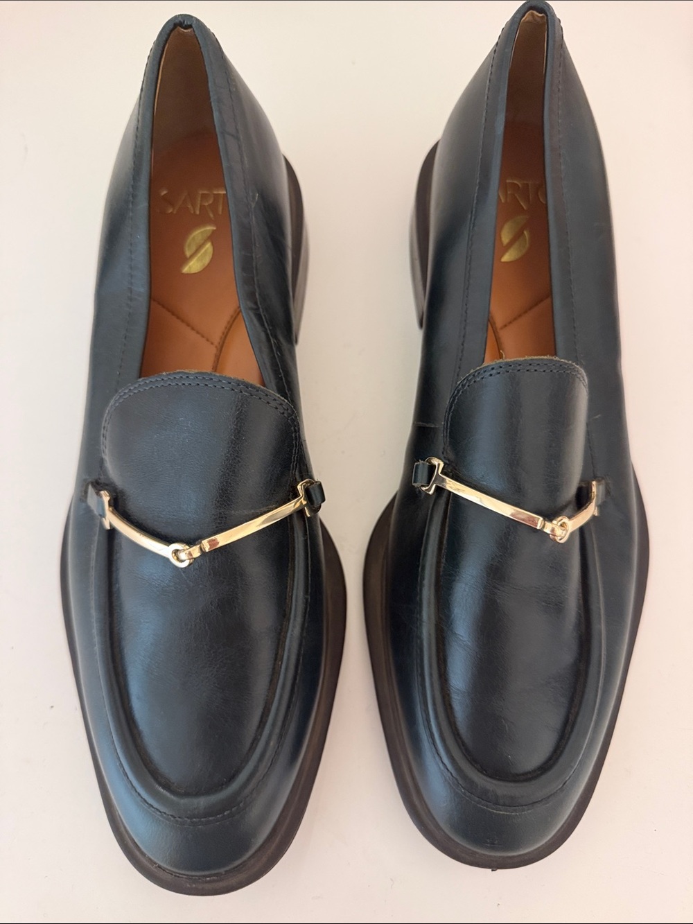 Franco Sarto Black Leather Bit Loafers